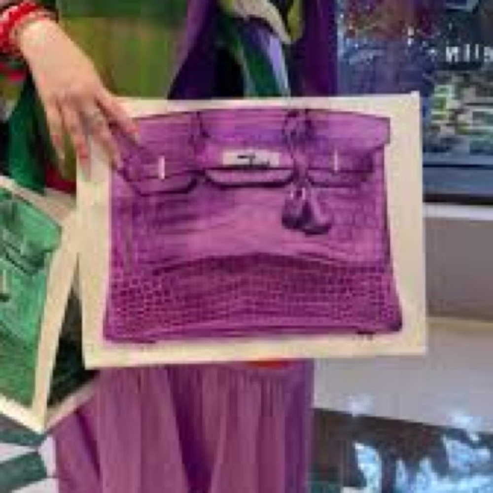 Croc “Print” Reusable Shopping Tote in Purple - Picture 10 of 10